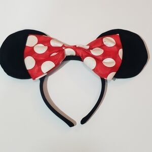 Disney Minnie Mouse Ears | Black Velvet with Large Red Bow